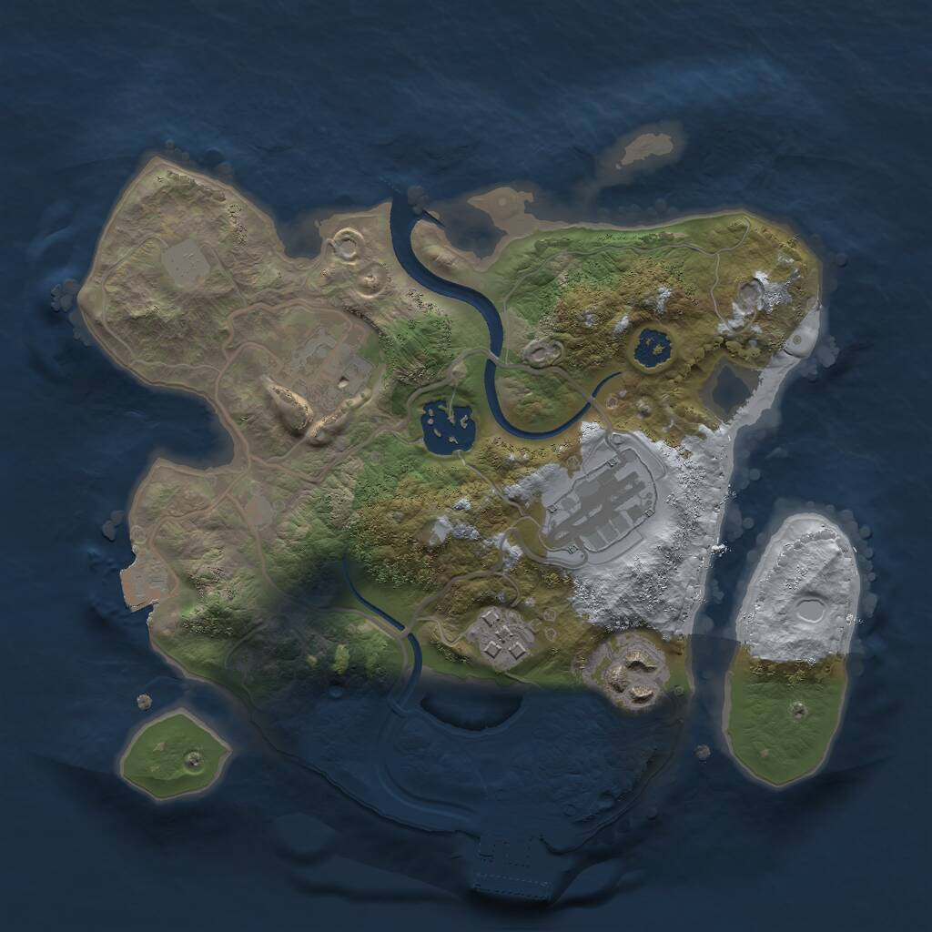 Rust Map: Procedural Map, Size: 2500, Seed: 1090650275, 7 Monuments