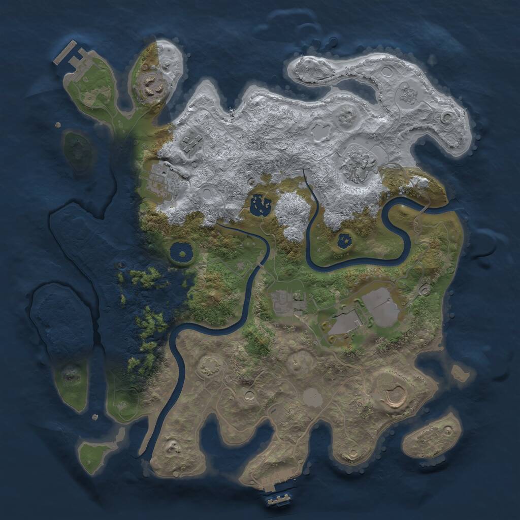 Rust Map: Procedural Map, Size: 3500, Seed: 1828647724, 14 Monuments