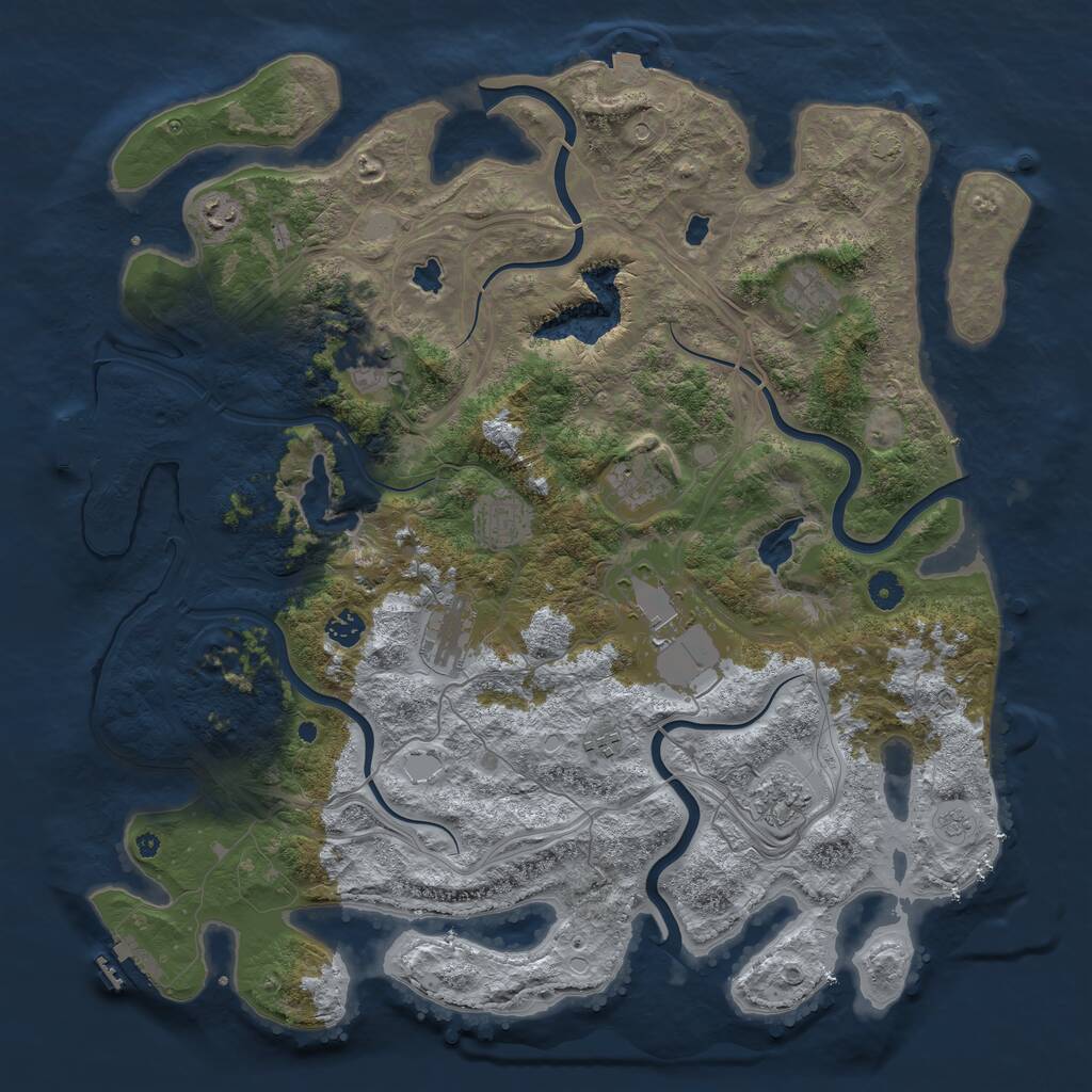 Rust Map: Procedural Map, Size: 4500, Seed: 224303259, 16 Monuments
