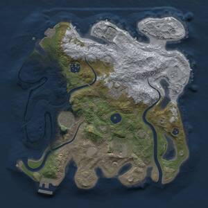 Thumbnail Rust Map: Procedural Map, Size: 3000, Seed: 1561361609, 10 Monuments