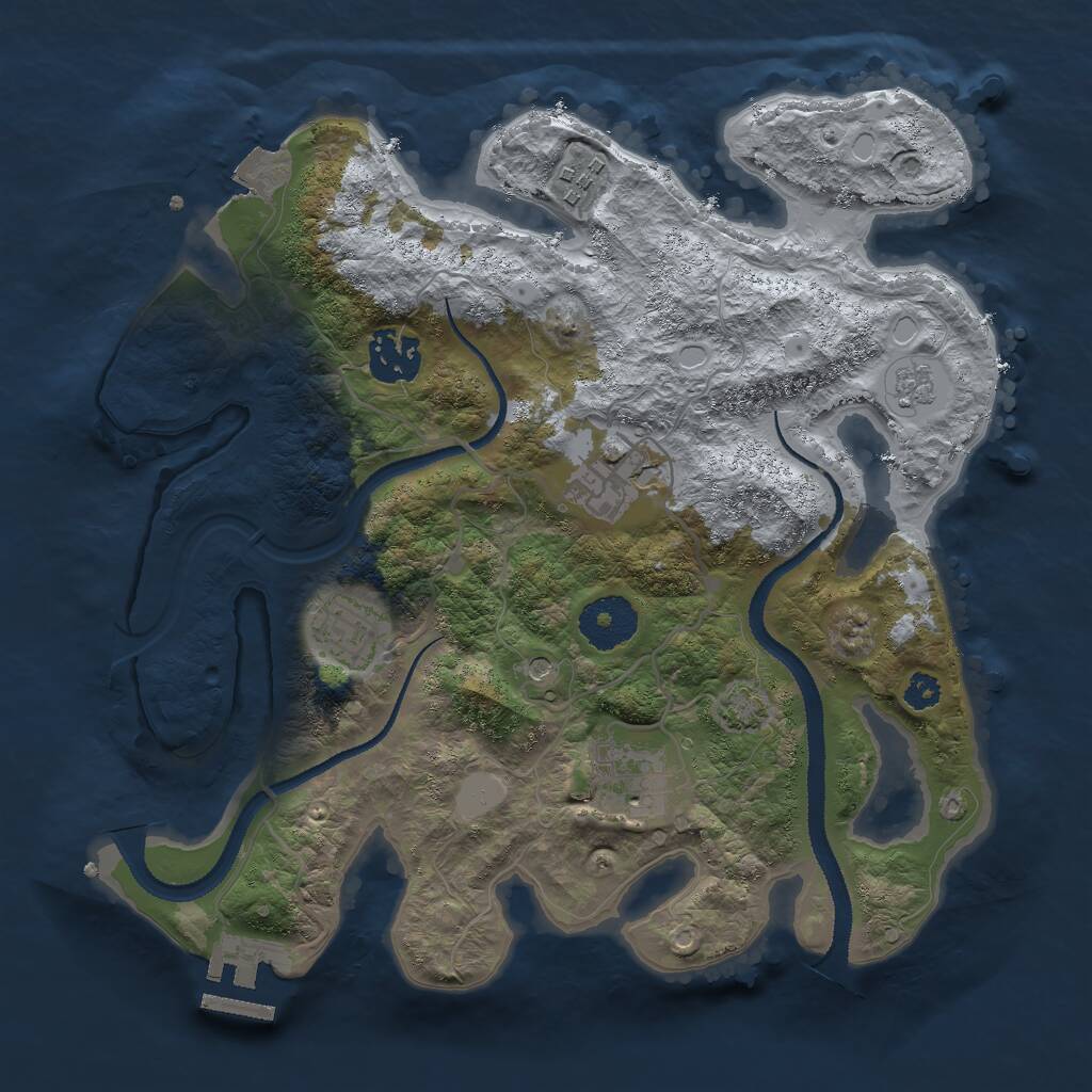 Rust Map: Procedural Map, Size: 3000, Seed: 1561361609, 10 Monuments