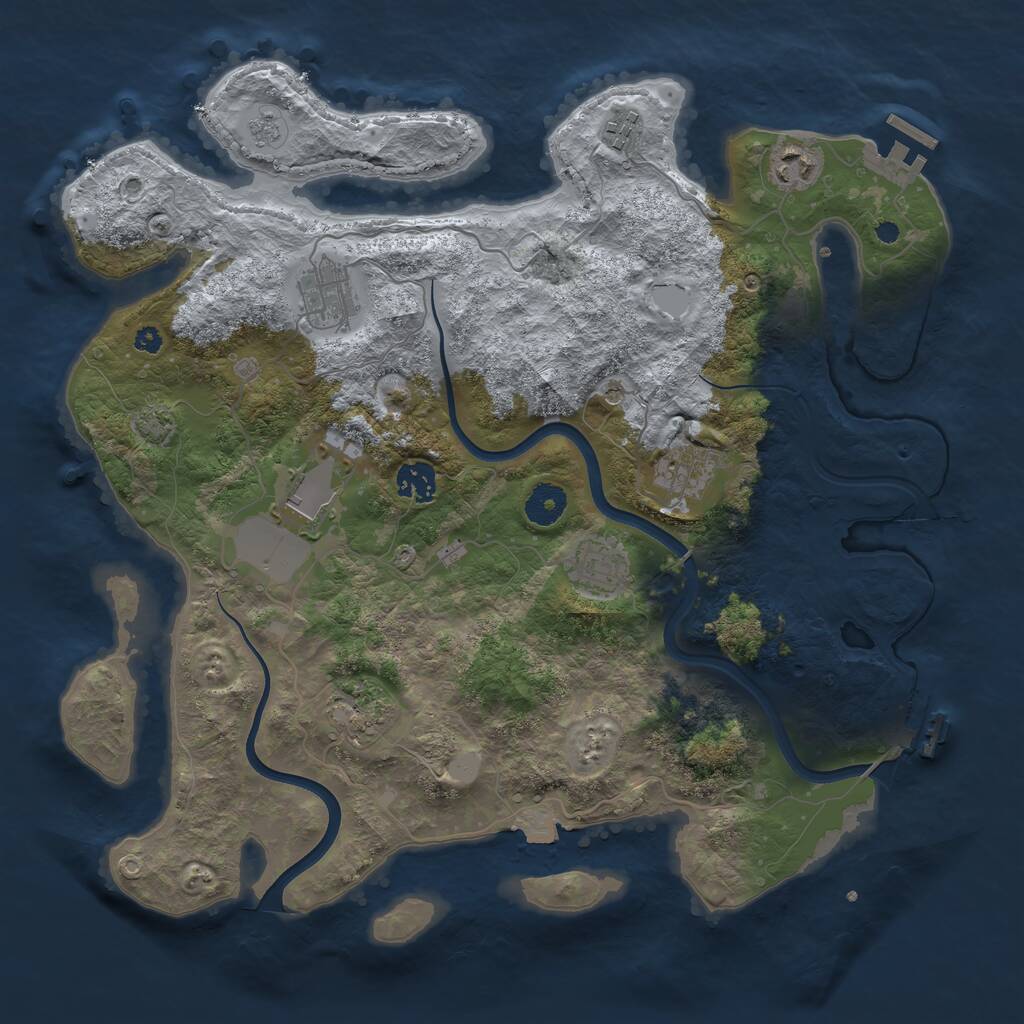 Rust Map: Procedural Map, Size: 3750, Seed: 1064885718, 14 Monuments