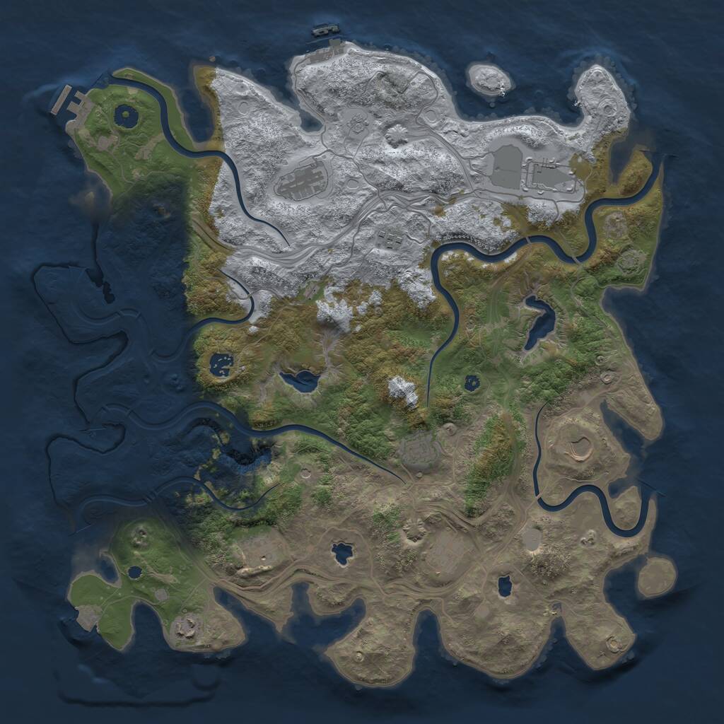 Rust Map: Procedural Map, Size: 4500, Seed: 1845862091, 15 Monuments