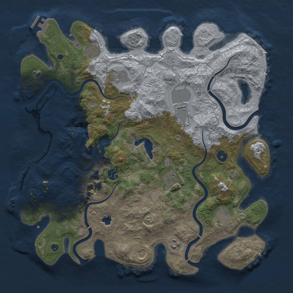 Rust Map: Procedural Map, Size: 4100, Seed: 354951279, 15 Monuments