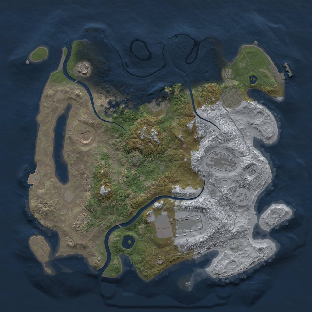 Rust Map: Procedural Map, Size: 3500, Seed: 607891960, 14 Monuments