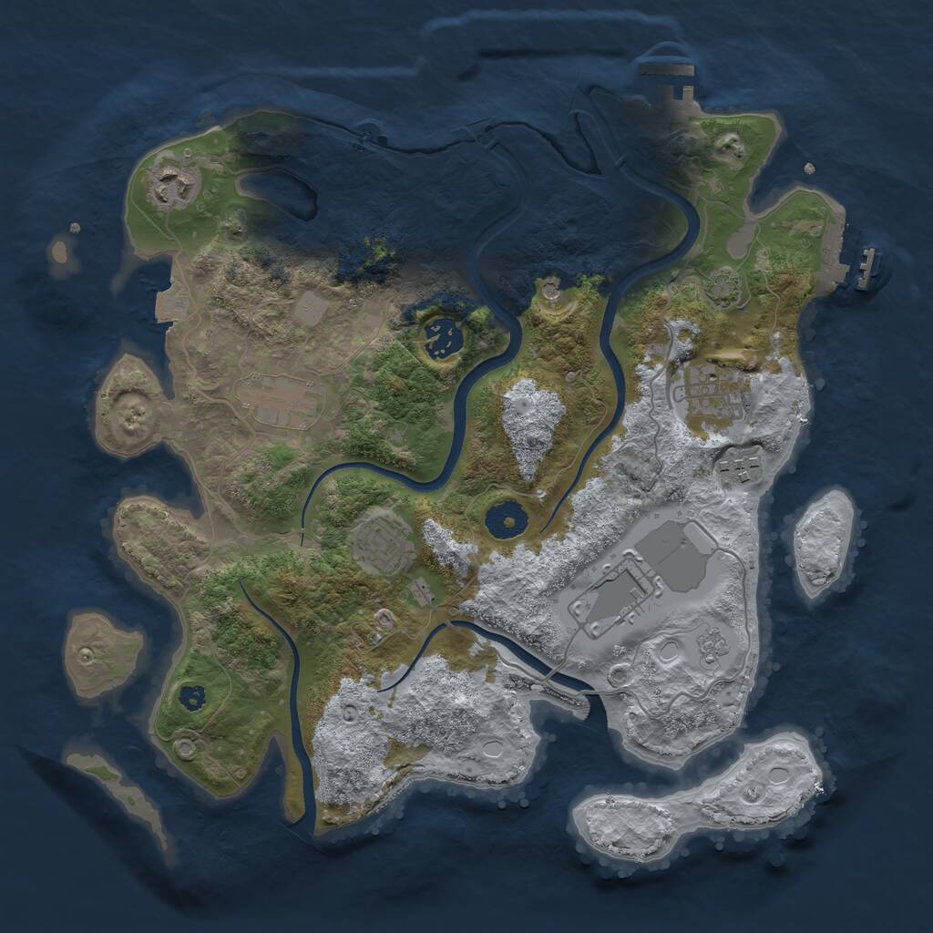 Rust Map: Procedural Map, Size: 3500, Seed: 795288555, 13 Monuments
