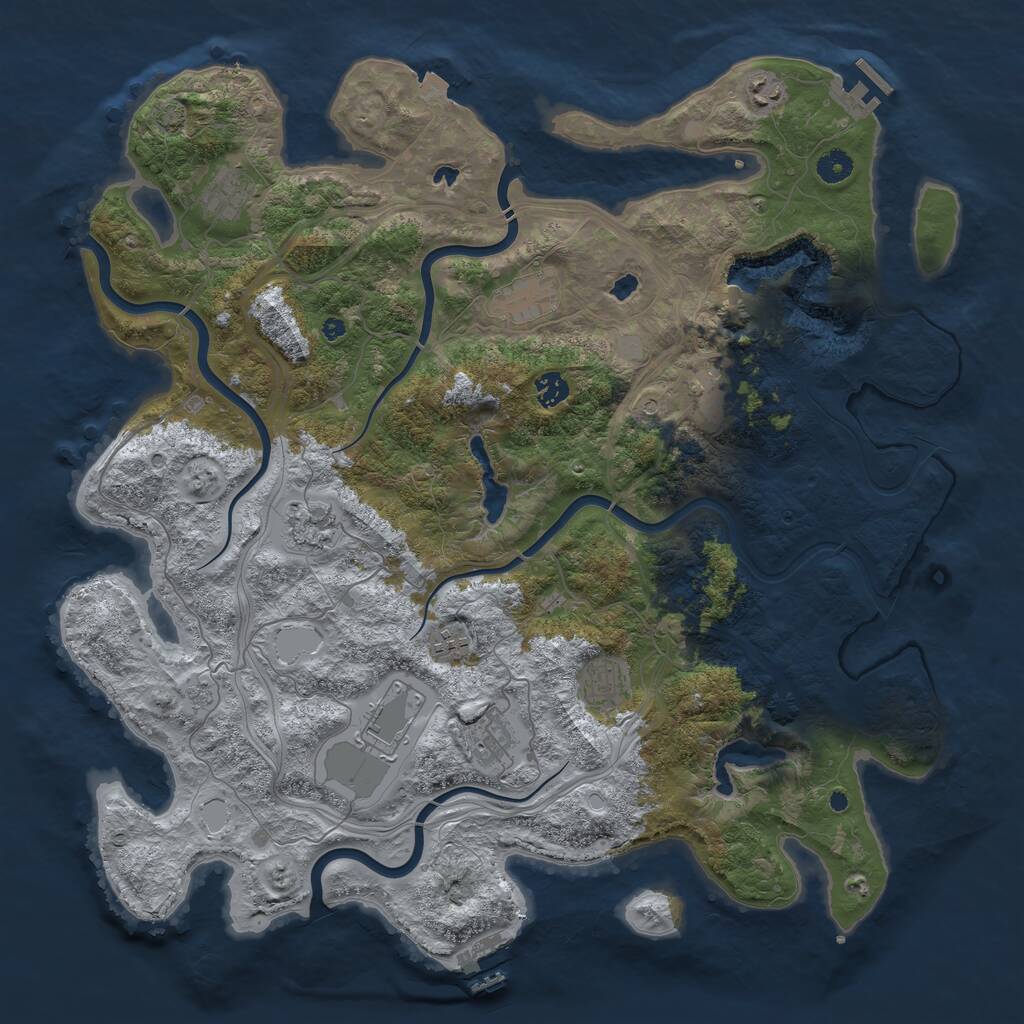 Rust Map: Procedural Map, Size: 4500, Seed: 220403500, 16 Monuments