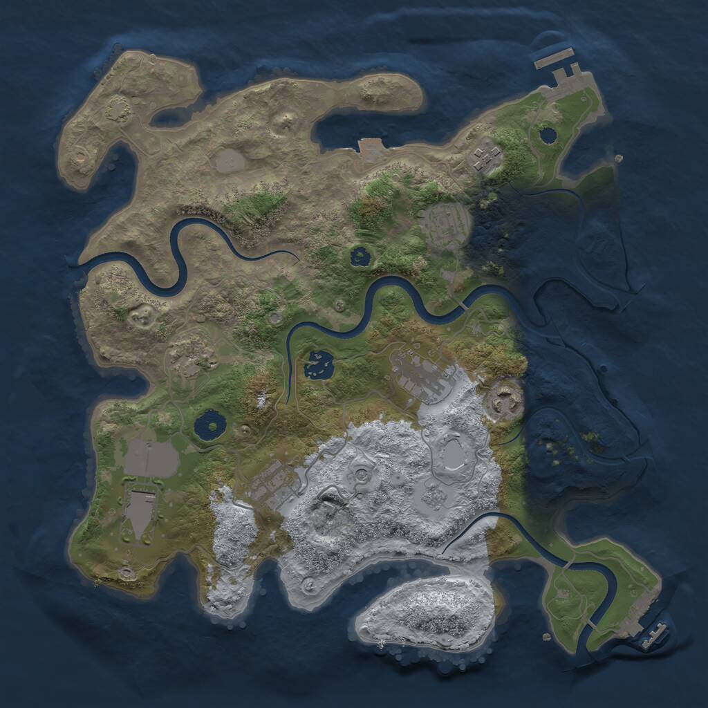 Rust Map: Procedural Map, Size: 3500, Seed: 87341, 14 Monuments
