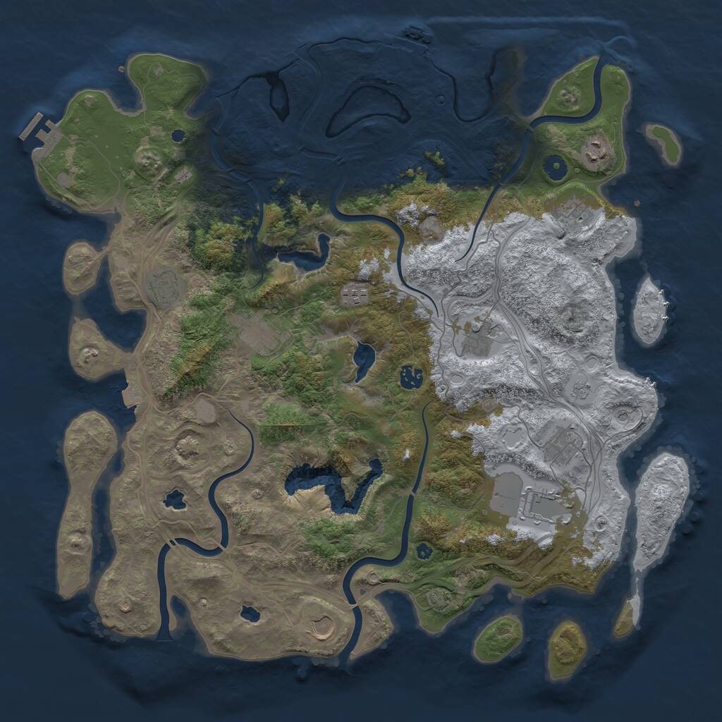 Rust Map: Procedural Map, Size: 4500, Seed: 1344734635, 16 Monuments