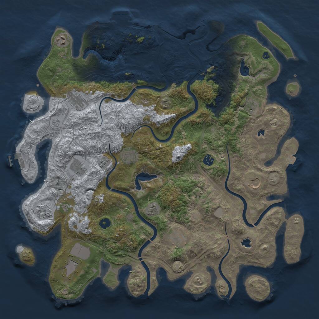 Rust Map: Procedural Map, Size: 4500, Seed: 1101756491, 17 Monuments