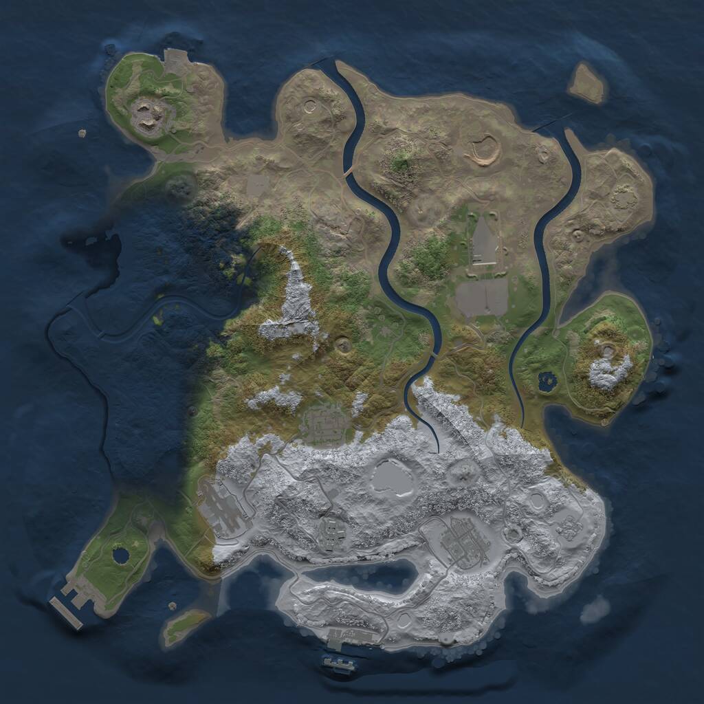 Rust Map: Procedural Map, Size: 3500, Seed: 574959, 13 Monuments