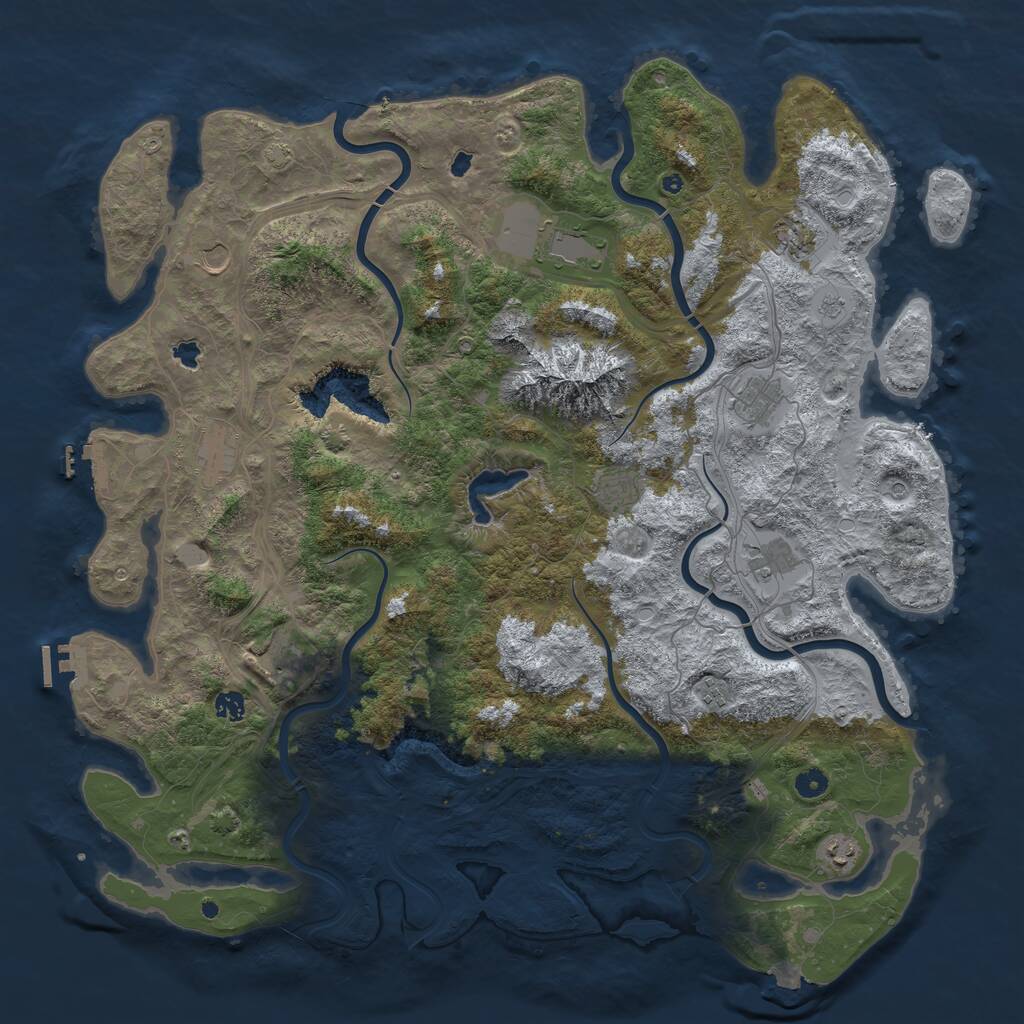 Rust Map: Procedural Map, Size: 5000, Seed: 28281351, 17 Monuments