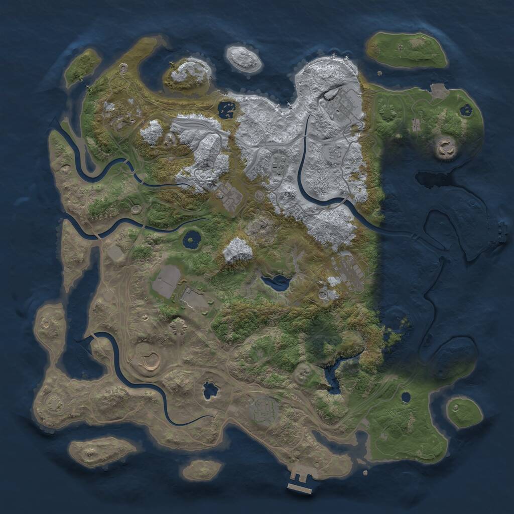 Rust Map: Procedural Map, Size: 4250, Seed: 939043757, 16 Monuments