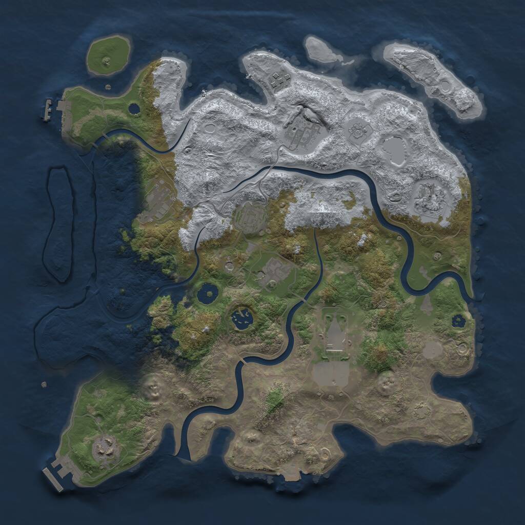 Rust Map: Procedural Map, Size: 3800, Seed: 698666450, 15 Monuments