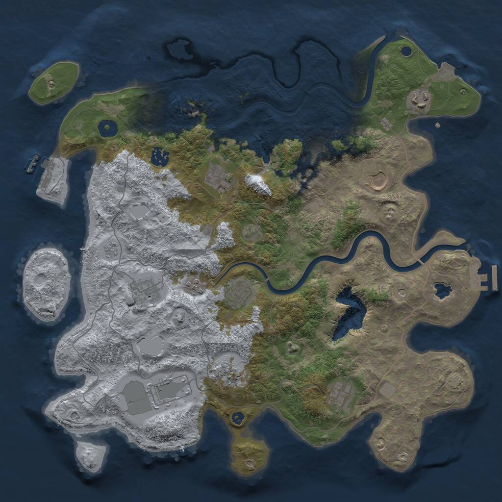 Rust Map: Procedural Map, Size: 4000, Seed: 8656789, 16 Monuments