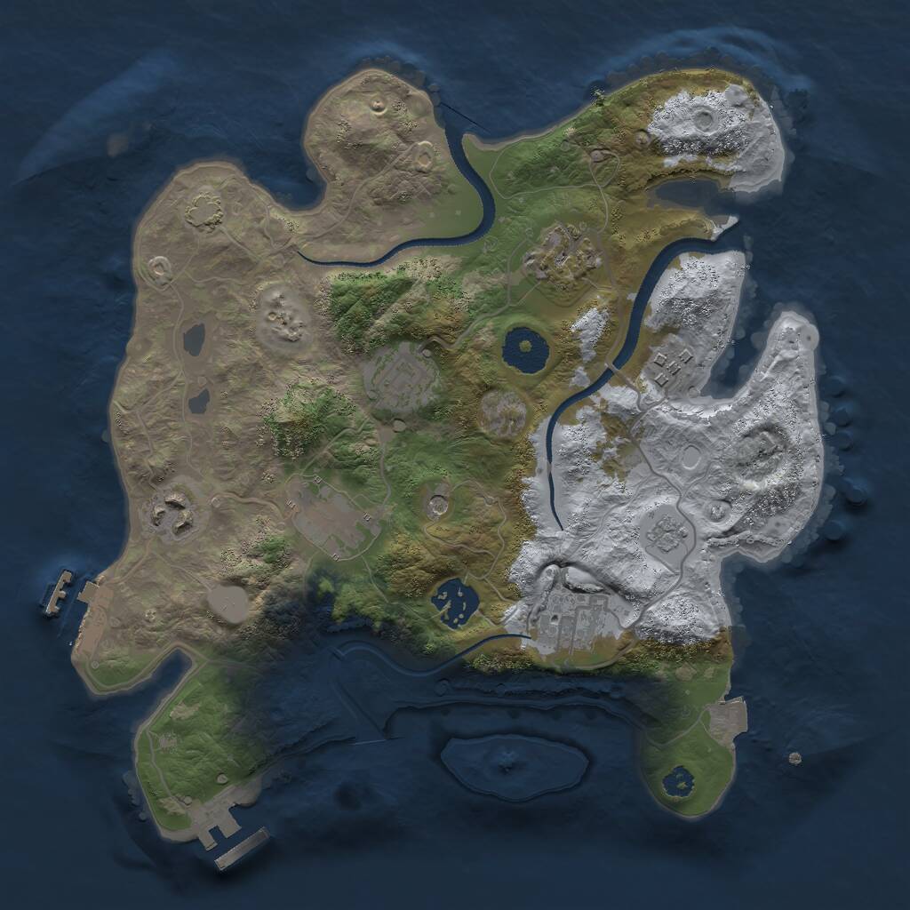 Rust Map: Procedural Map, Size: 3000, Seed: 1235925539, 13 Monuments