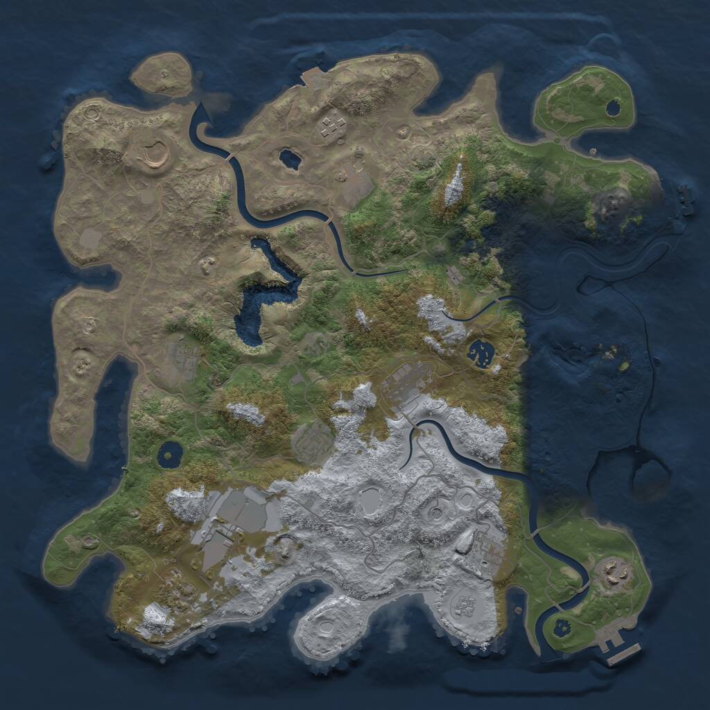 Rust Map: Procedural Map, Size: 4000, Seed: 828342621, 17 Monuments