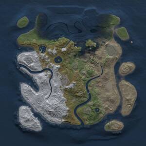Thumbnail Rust Map: Procedural Map, Size: 3000, Seed: 2014279550, 9 Monuments
