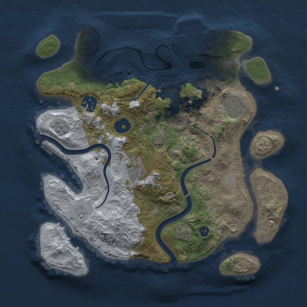 Rust Map: Procedural Map, Size: 3000, Seed: 2014279550, 9 Monuments