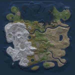 Thumbnail Rust Map: Procedural Map, Size: 3750, Seed: 715869217, 17 Monuments