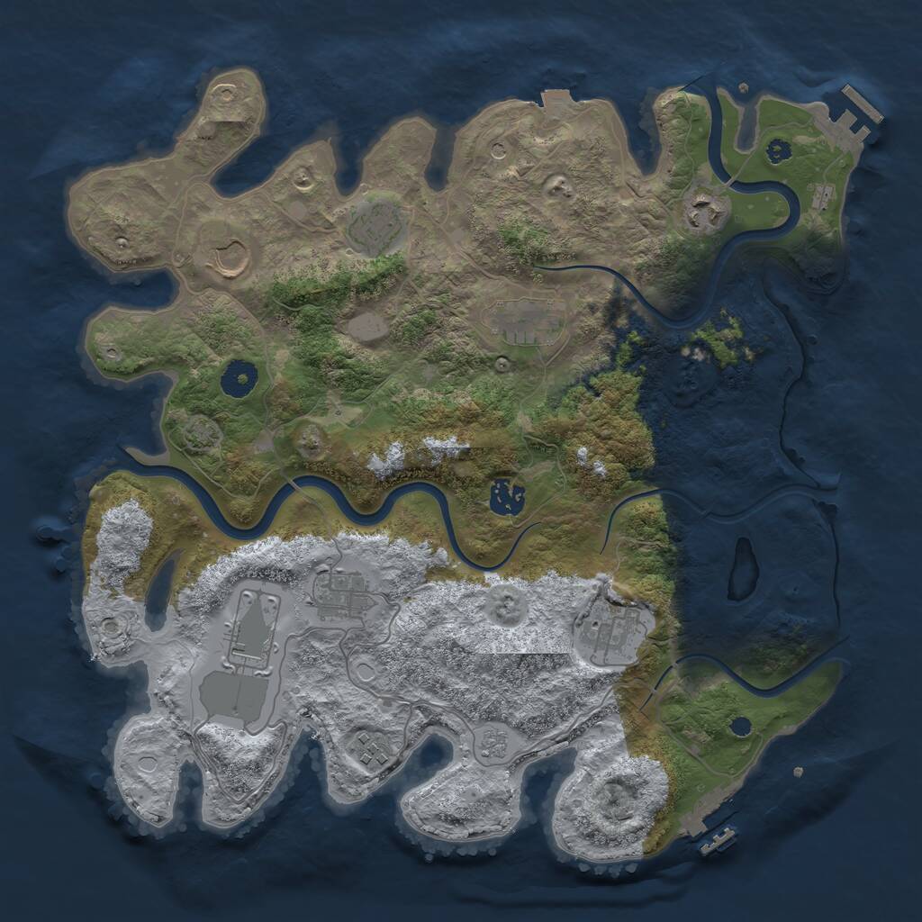 Rust Map: Procedural Map, Size: 3750, Seed: 765339430, 15 Monuments