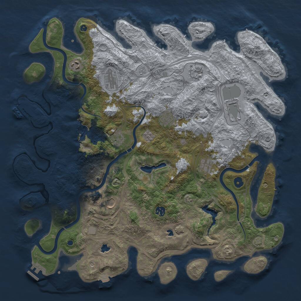 Rust Map: Procedural Map, Size: 4500, Seed: 354541200, 16 Monuments