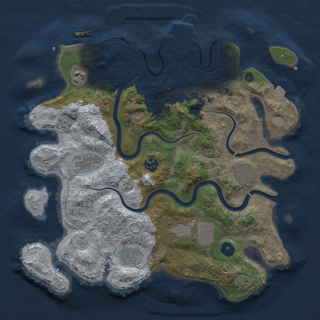 Rust Map: Procedural Map, Size: 3500, Seed: 113384911, 13 Monuments