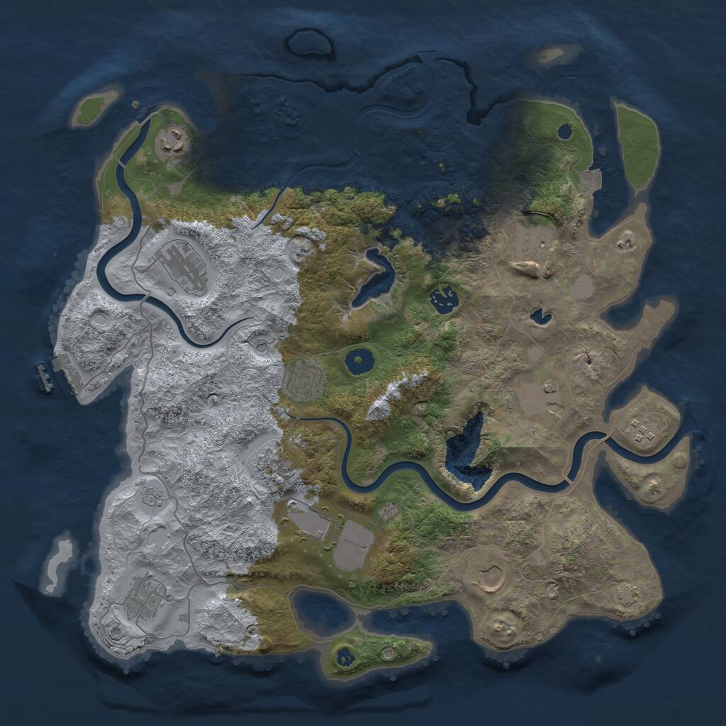 Rust Map: Procedural Map, Size: 4000, Seed: 647346478, 16 Monuments