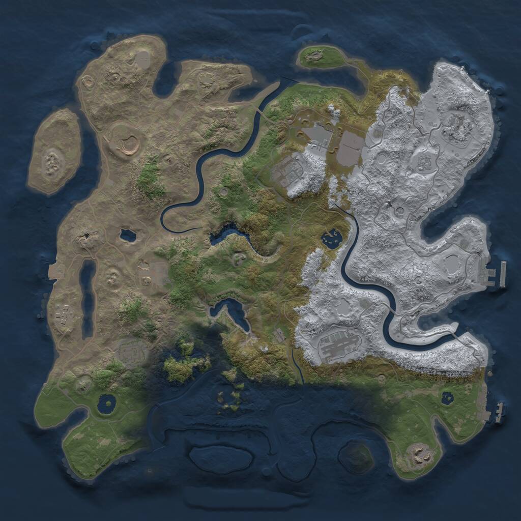 Rust Map: Procedural Map, Size: 4000, Seed: 1235925539, 16 Monuments