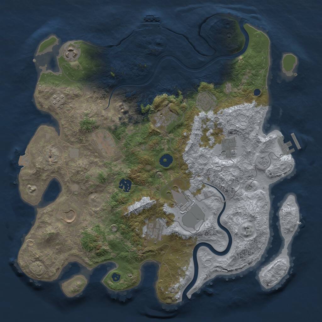 Rust Map: Procedural Map, Size: 3750, Seed: 1003447681, 16 Monuments