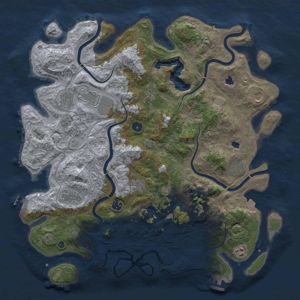 Rust Map: Procedural Map, Size: 4500, Seed: 2131832610, 17 Monuments