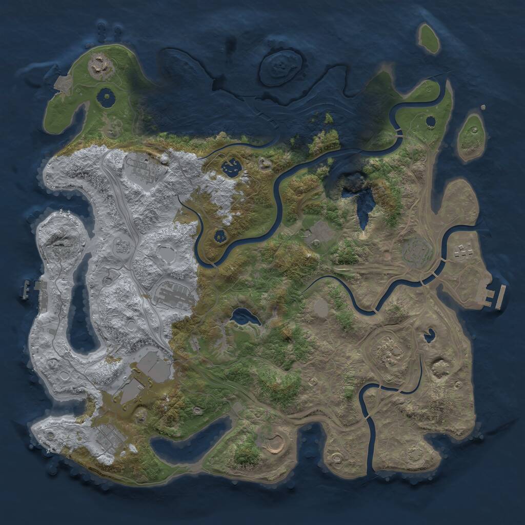 Rust Map: Procedural Map, Size: 4250, Seed: 1251303816, 17 Monuments
