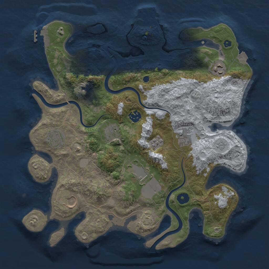 Rust Map: Procedural Map, Size: 3500, Seed: 556212399, 14 Monuments