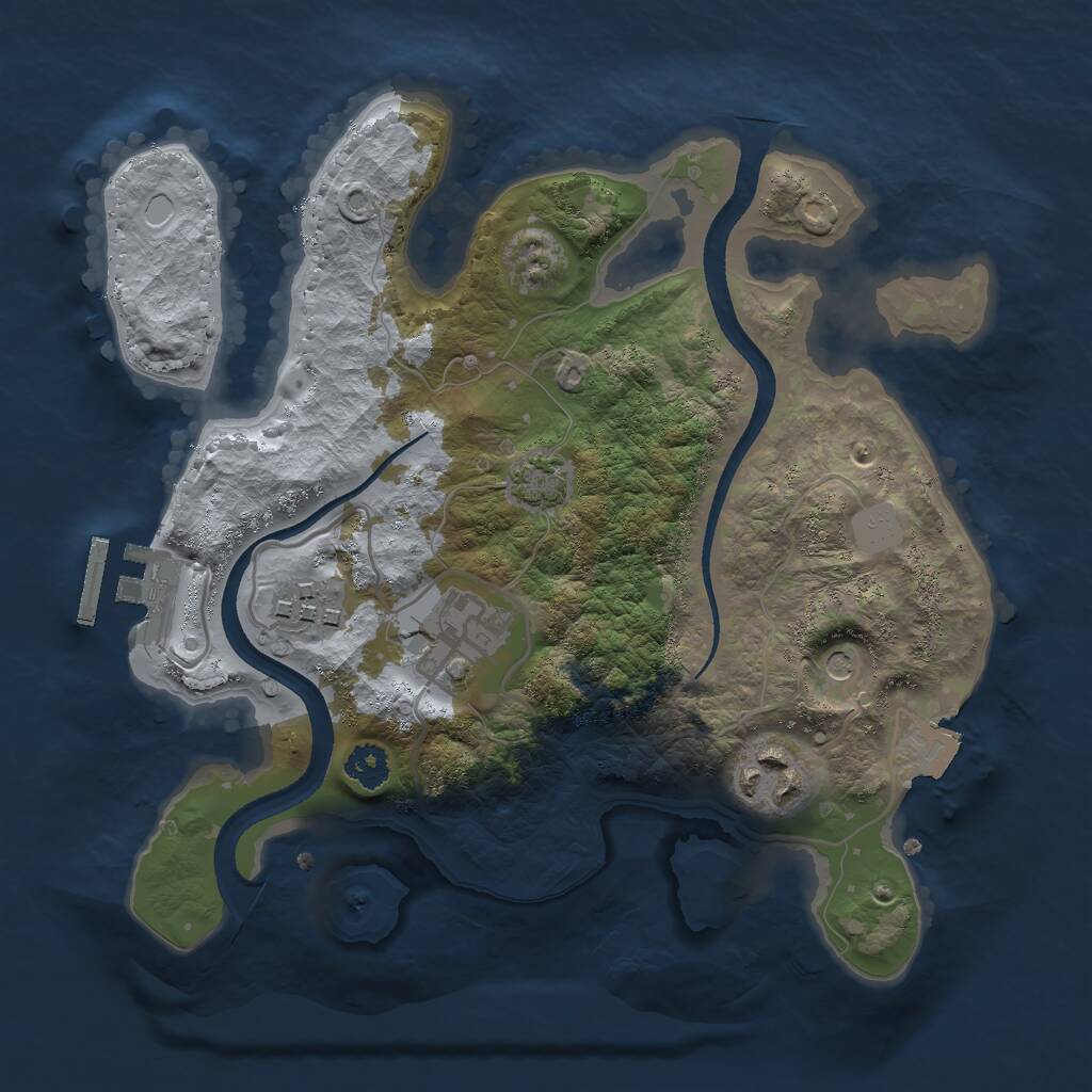 Rust Map: Procedural Map, Size: 2500, Seed: 279802429, 7 Monuments
