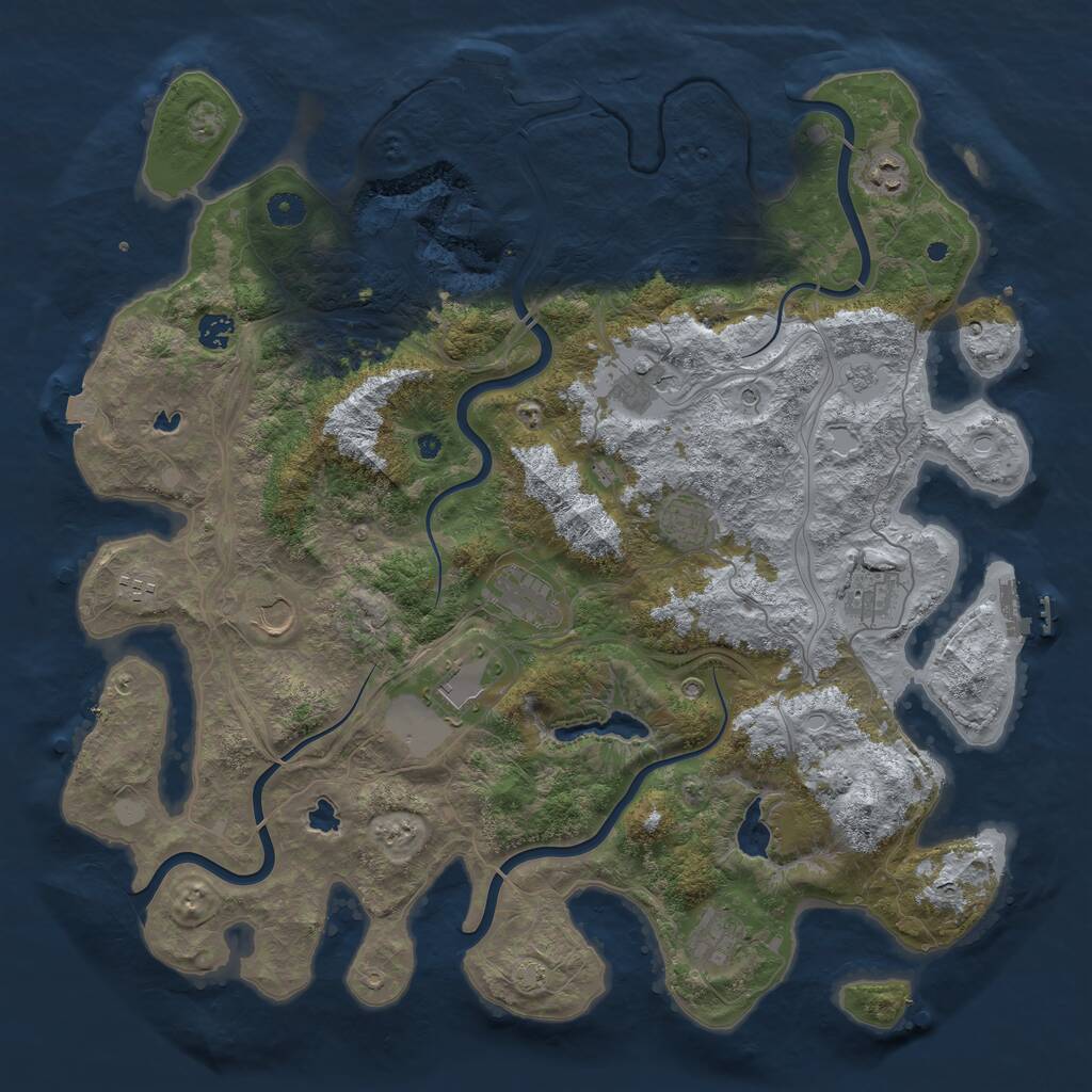 Rust Map: Procedural Map, Size: 4500, Seed: 2074796815, 16 Monuments