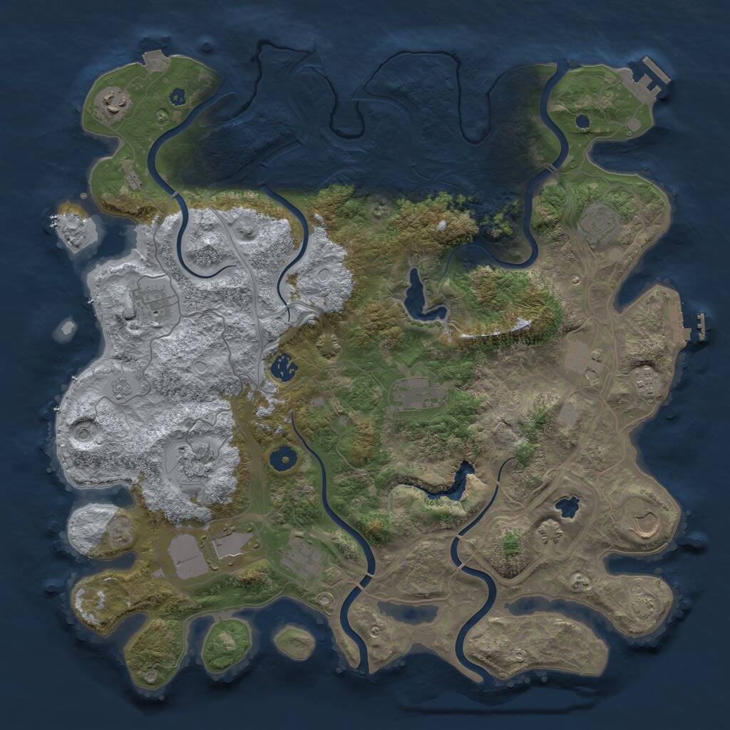 Rust Map: Procedural Map, Size: 4250, Seed: 1025490219, 17 Monuments