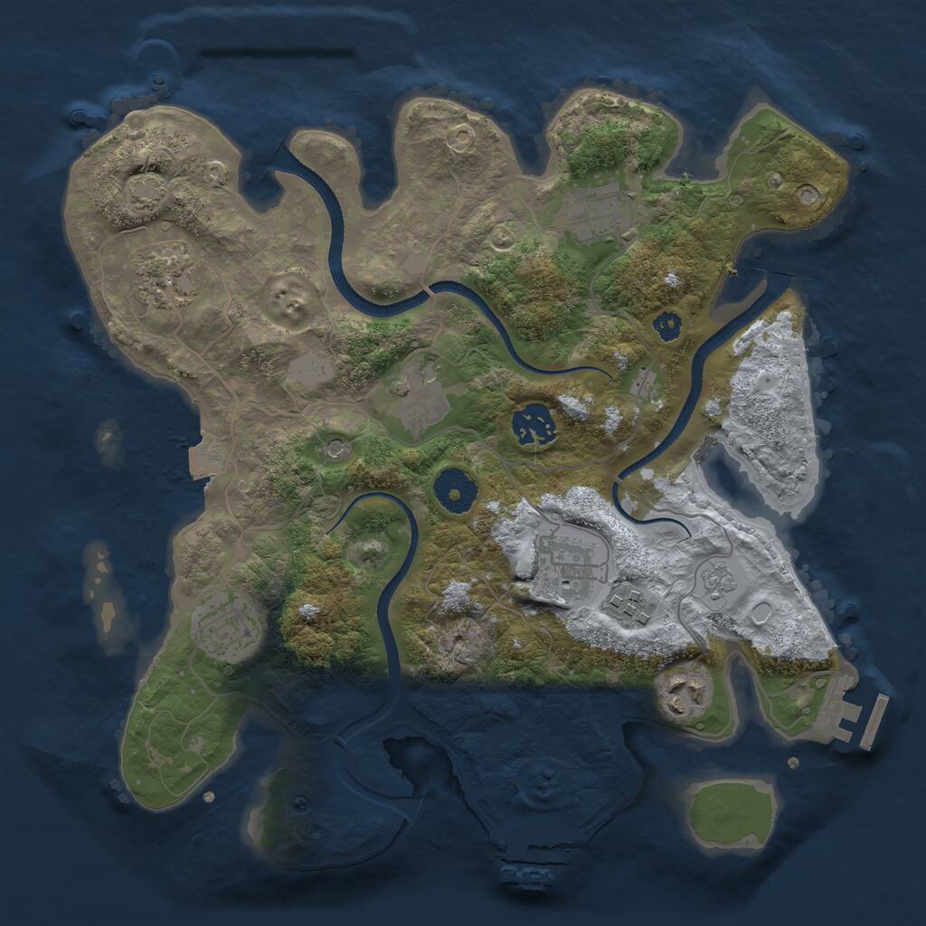 Rust Map: Procedural Map, Size: 3250, Seed: 505994943, 14 Monuments
