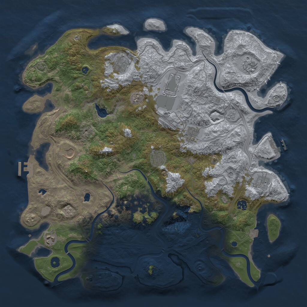 Rust Map: Procedural Map, Size: 4500, Seed: 681665, 17 Monuments