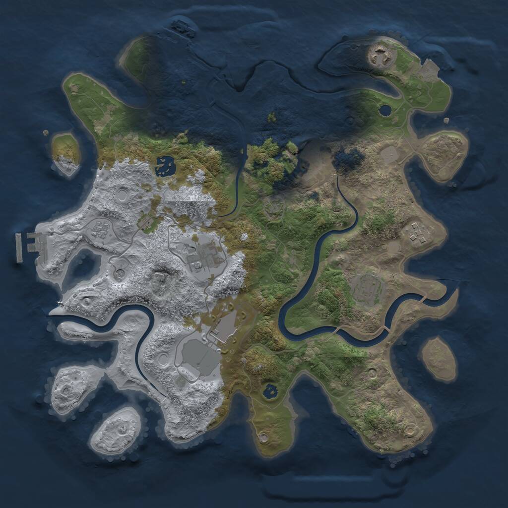 Rust Map: Procedural Map, Size: 3500, Seed: 91543, 13 Monuments
