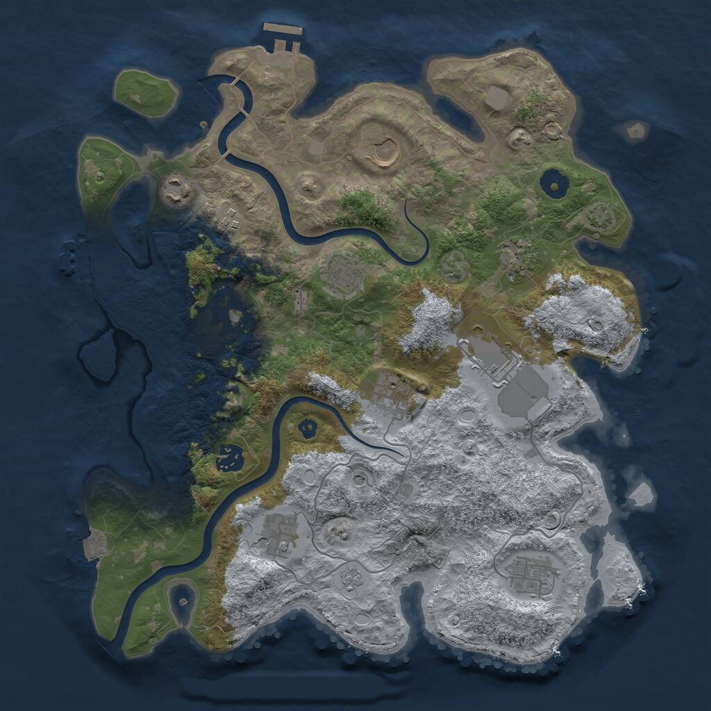 Rust Map: Procedural Map, Size: 3700, Seed: 1009491199, 17 Monuments