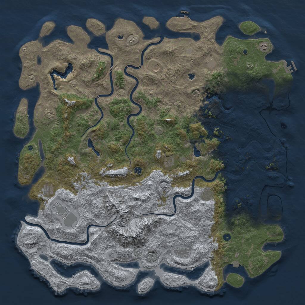 Rust Map: Procedural Map, Size: 6000, Seed: 12513, 17 Monuments