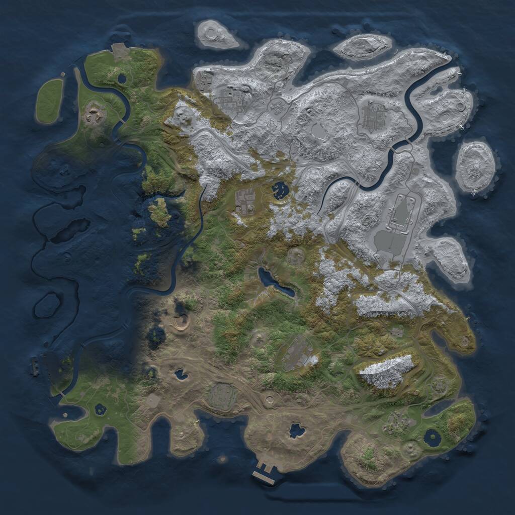 Rust Map: Procedural Map, Size: 4500, Seed: 5563587, 17 Monuments
