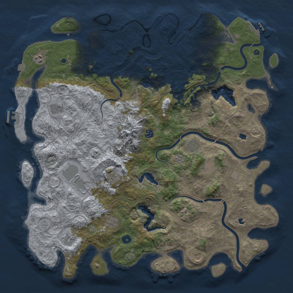 Rust Map: Procedural Map, Size: 5000, Seed: 1384, 17 Monuments