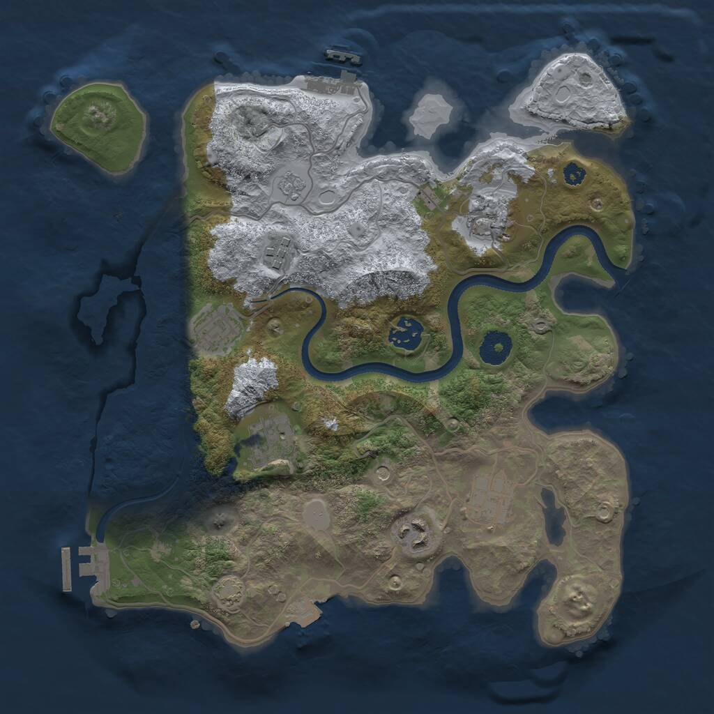 Rust Map: Procedural Map, Size: 3250, Seed: 1423865845, 13 Monuments