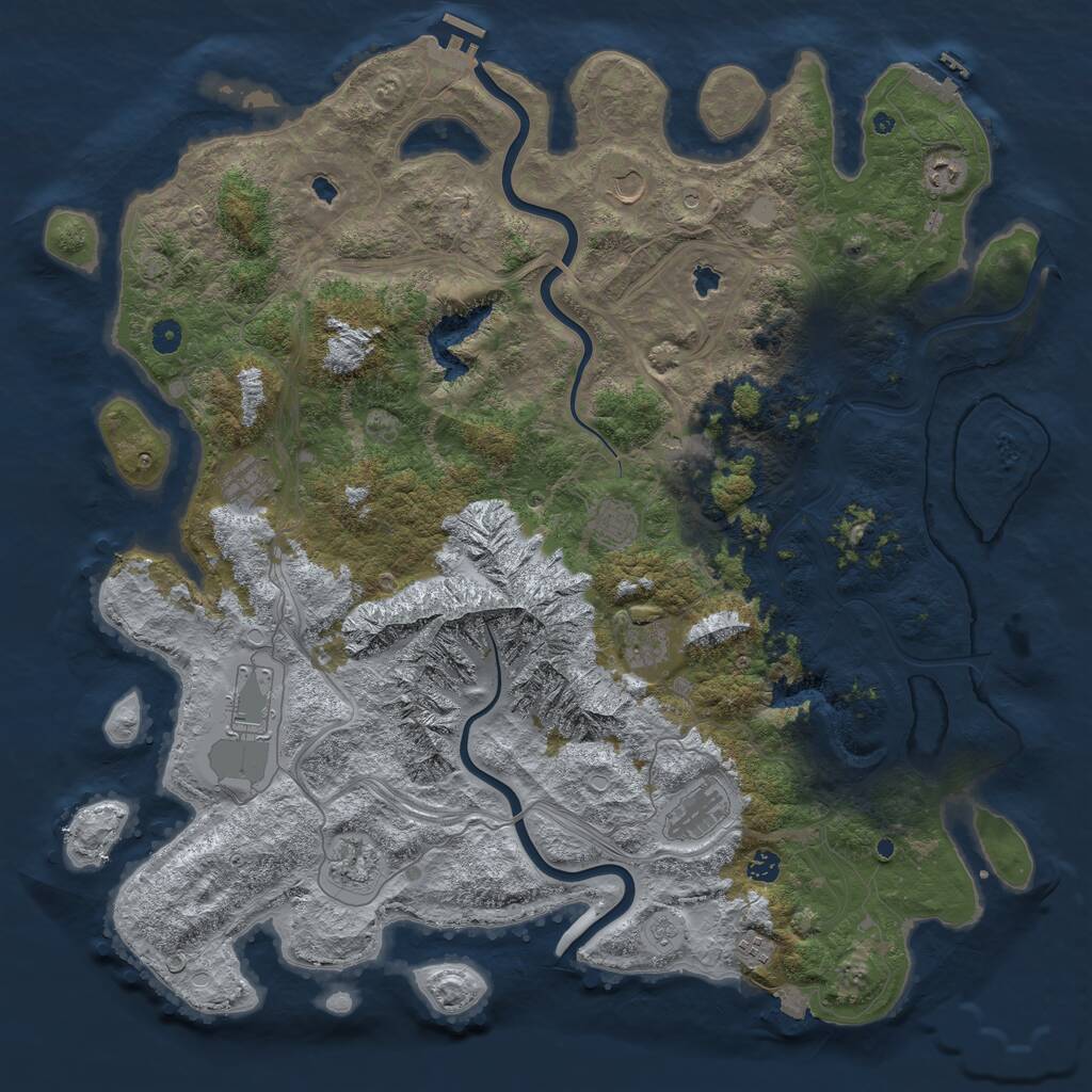 Rust Map: Procedural Map, Size: 5000, Seed: 875131708, 17 Monuments