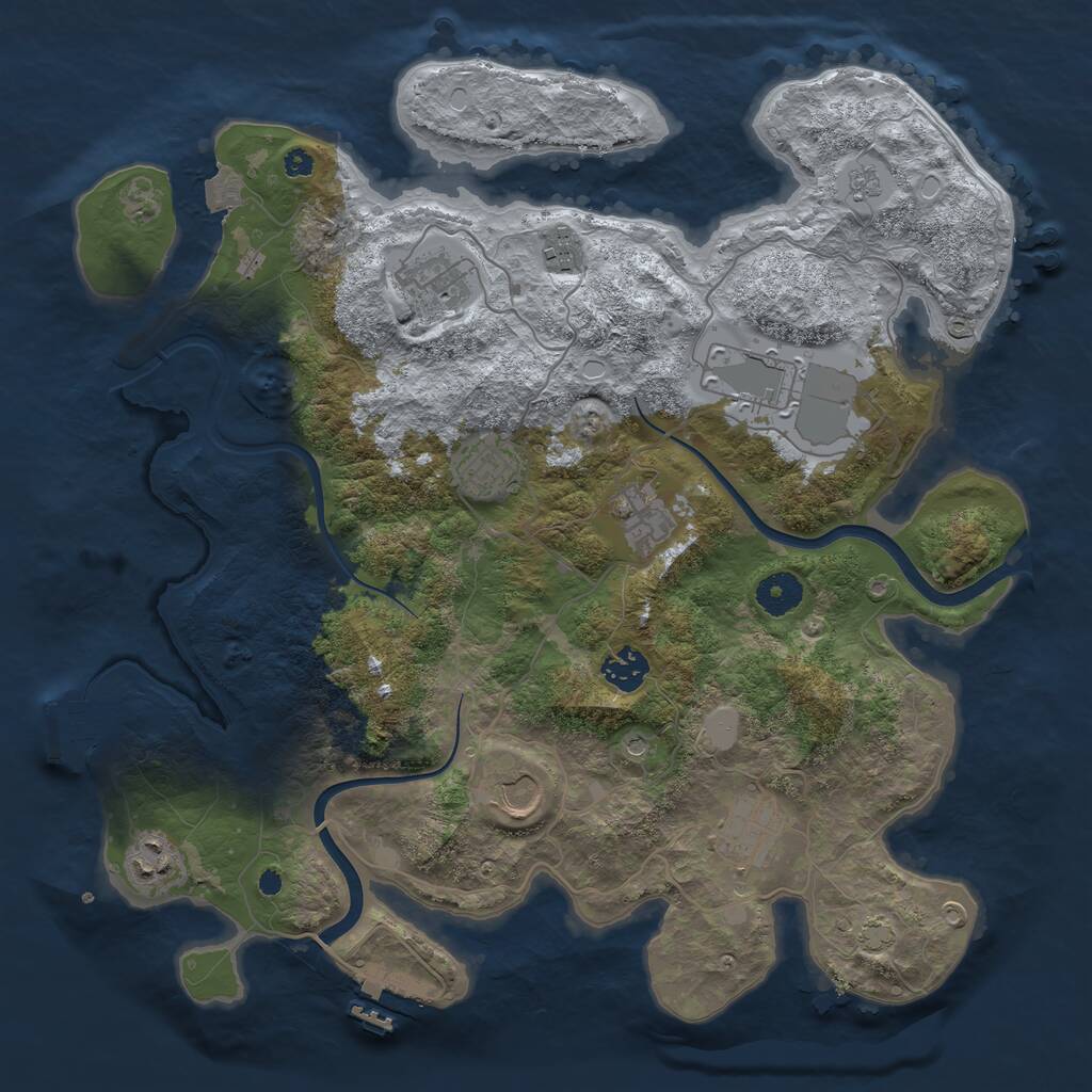 Rust Map: Procedural Map, Size: 3750, Seed: 749940855, 15 Monuments