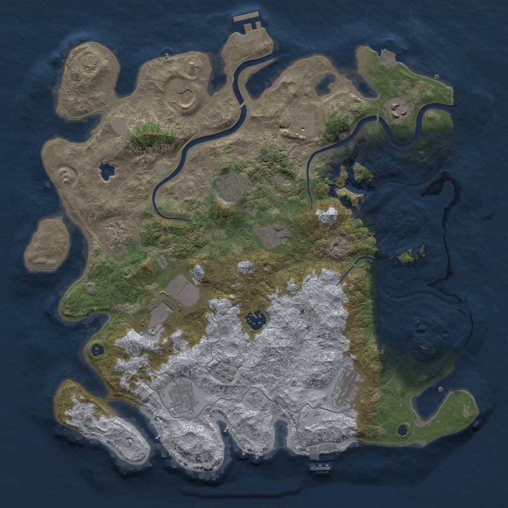 Rust Map: Procedural Map, Size: 4000, Seed: 61611198, 17 Monuments