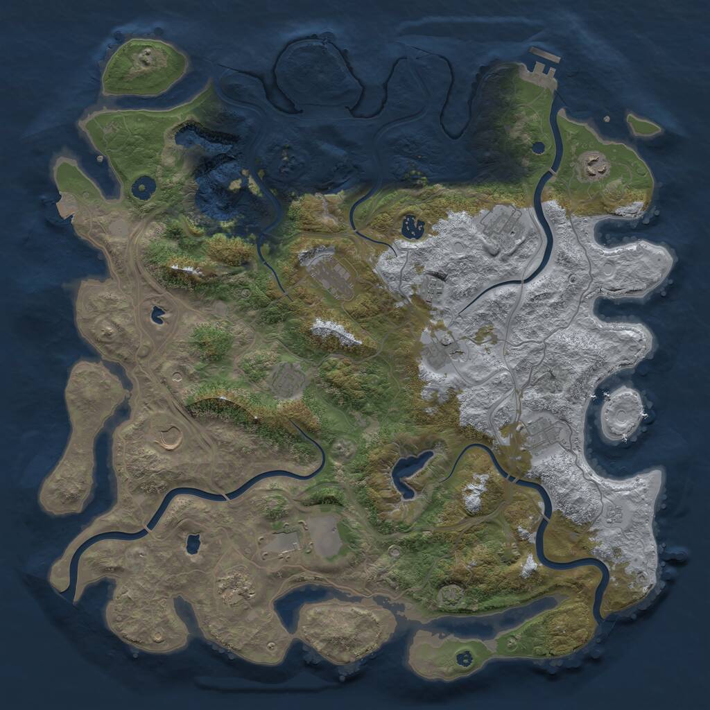 Rust Map: Procedural Map, Size: 4500, Seed: 616096672, 16 Monuments