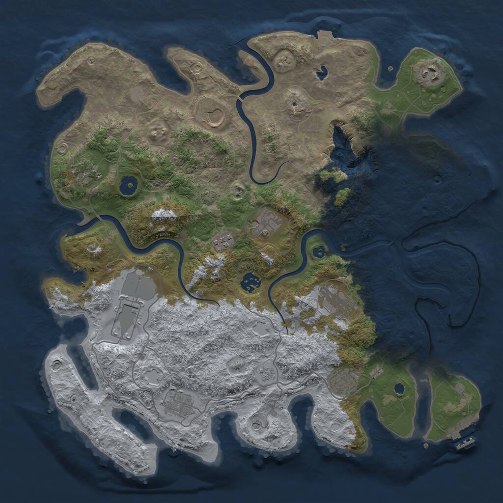 Rust Map: Procedural Map, Size: 4000, Seed: 1869561467, 16 Monuments