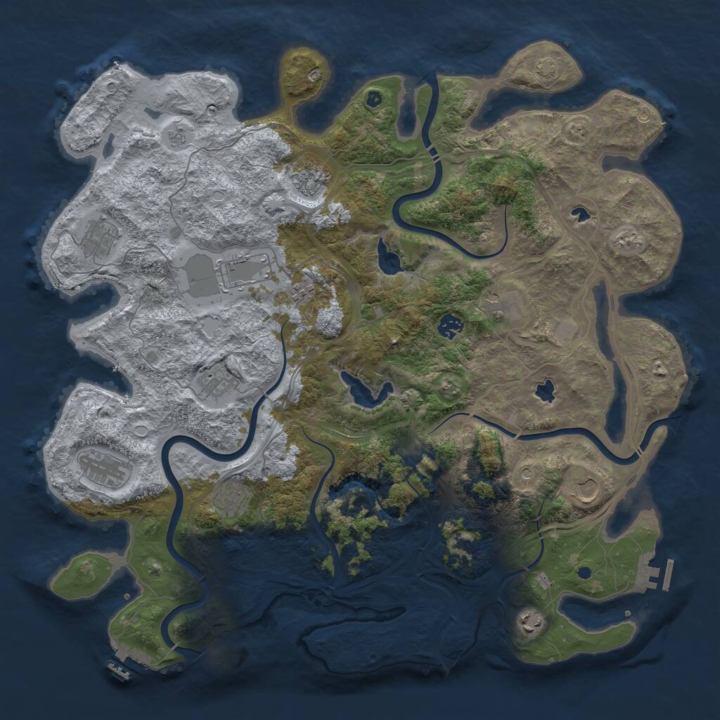 Rust Map: Procedural Map, Size: 4500, Seed: 791196885, 17 Monuments